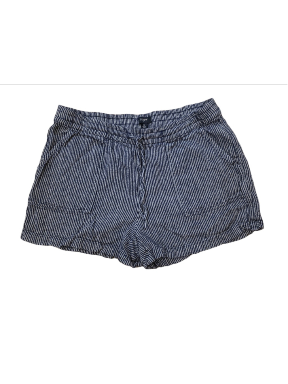 Women's J.Crew Striped Linen Blend Shorts, Size M, Blue and White